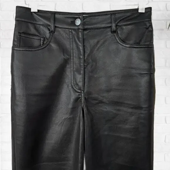 Aritzia Wilfred Melina Black Faux Leather Pant Size 4 High Rise Straight Leg - Picture 7 of 10
